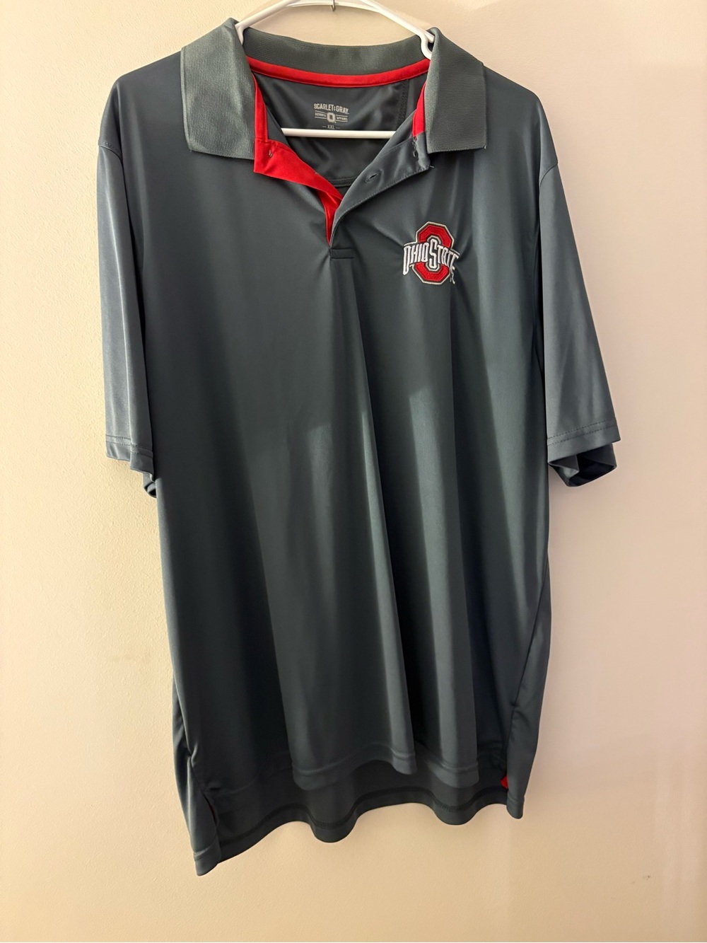 Ohio State Gray and Red Performance Polo Shirt